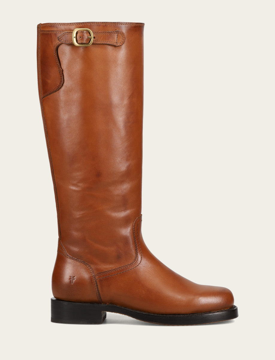 Frye Women's Cognac Campus Low Heel Tall Riding Wide Calf Boot Cognac