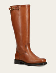 Frye Women's Cognac Campus Low Heel Tall Riding Wide Calf Boot Cognac