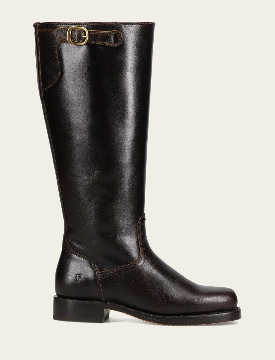 Frye Women's Bourbon Campus Low Heel Tall Riding Wide Calf Boot Bourbon
