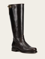 Frye Women's Bourbon Campus Low Heel Tall Riding Wide Calf Boot Bourbon