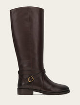 Frye Women's Dark Brown Melissa Belted Riding Boot Dark Brown