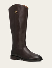 Frye Women's Dark Brown Melissa Button Tall Inside Zip Wide Calf Boot Dark Brown
