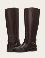Frye Women's Dark Brown Melissa Belted Riding Wide Calf Boot Dark Brown