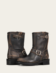 Frye Women's Distressed Black Viv Short Engineer Boot Distressed Black
