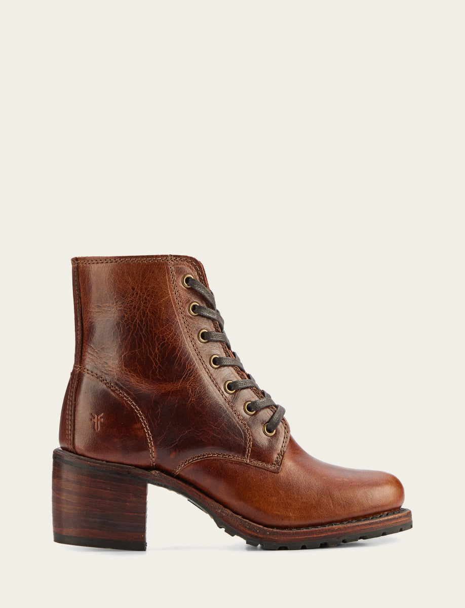 Frye Women's Cognac Sabrina 6G Lace Up Boots Cognac