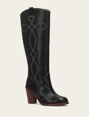 Frye Women's Black Corinne Tall Deco Stitch Boot Black