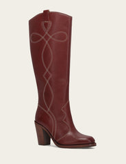 Frye Women's Cranberry Corinne Tall Deco Stitch Boot Cranberry