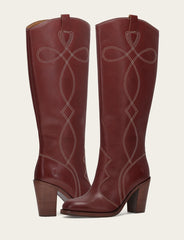 Frye Women's Cranberry Corinne Tall Deco Stitch Boot Cranberry