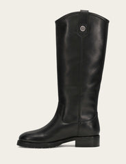 Frye Women's Black Melissa Lug Button Tall Boot Black