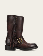 Frye Women's Cherry Lacquer Viv Fringe Engineer Boot Cherry Lacquer