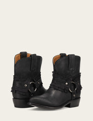Frye Women's Black Billy Harness Ruffle Boots Black