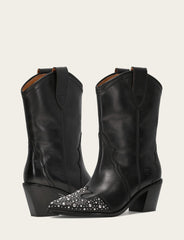 Frye Women's Black Sara Wingtip Stud Boot Black