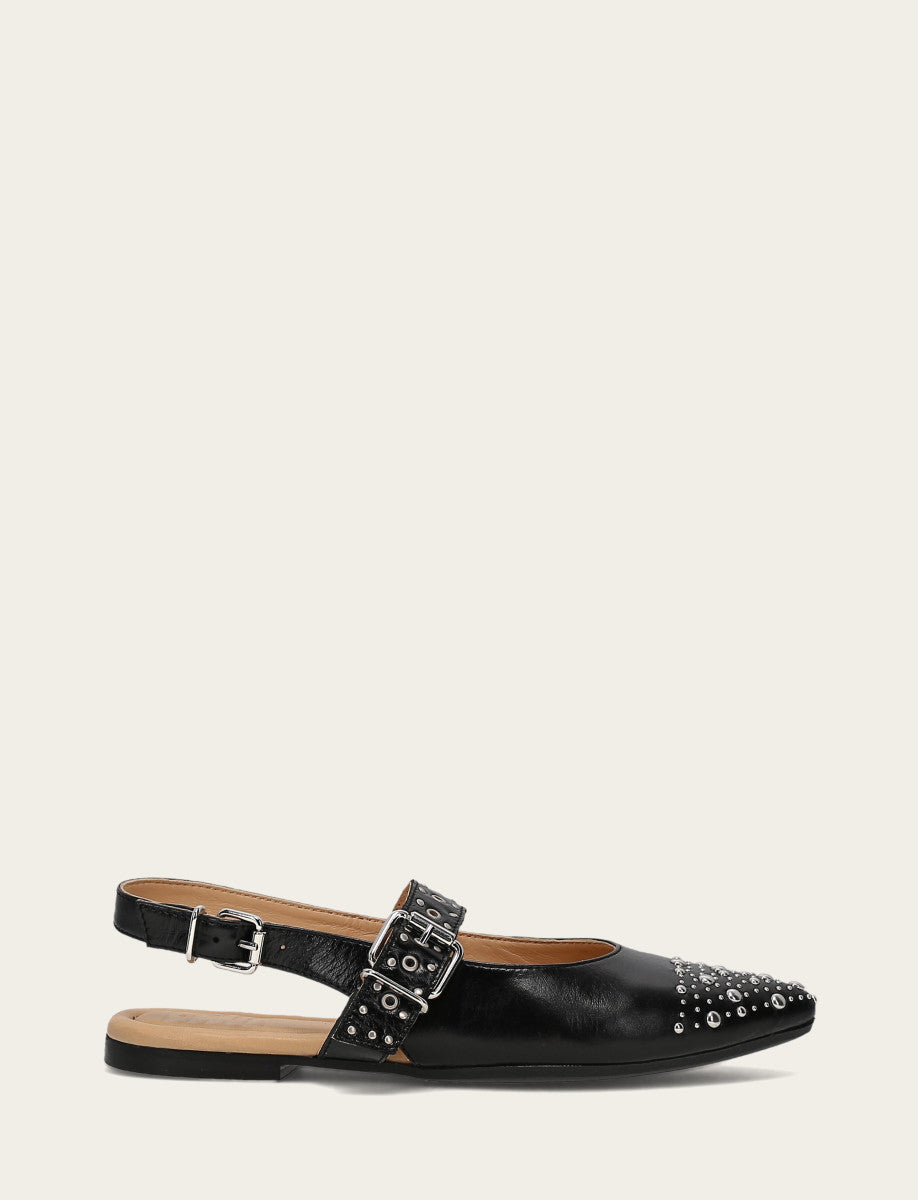 Frye Women's Black Heather Slingback Studded Shoe Black