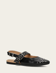 Frye Women's Black Heather Slingback Studded Shoe Black