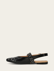 Frye Women's Black Heather Slingback Studded Shoe Black