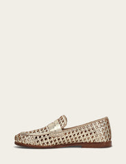 Frye Faith Woven Loafer Gold