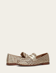 Frye Faith Woven Loafer Gold