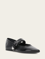 Frye Women's Black Heather Buckle Mary Jane Flats Black
