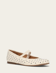 Frye Women's Ecru Emma Studded Mary Jane Shoe Ecru