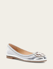 Frye Women's Silver Carson Logo Ballet Flats Silver