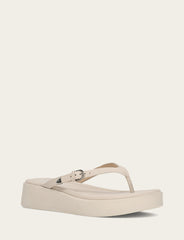 Frye Women's Ivory Maya Buckle Thong Sandals Ivory