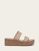 Frye Women's Almond Joy Woodstock 2 Band Platform Slide Sandals Natural/ Almond