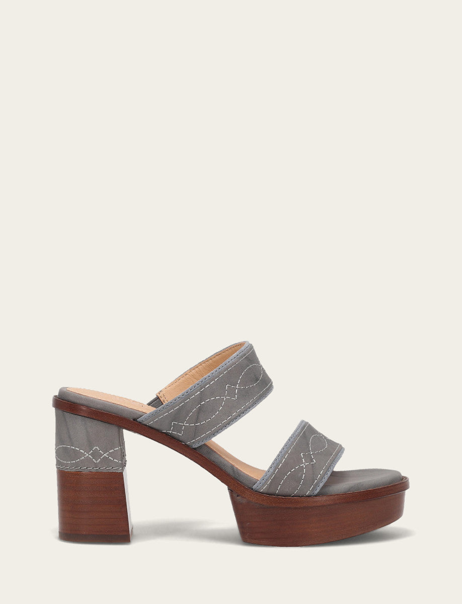 Frye Women's Grey Sky Pipa Woodstock 2 Band Platform Sandals Grey Sky