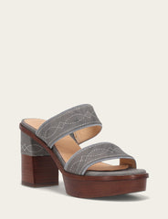 Frye Women's Grey Sky Pipa Woodstock 2 Band Platform Sandals Grey Sky