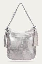 Frye Women's Nora Backpack Hobo Handbag Cream Metallic