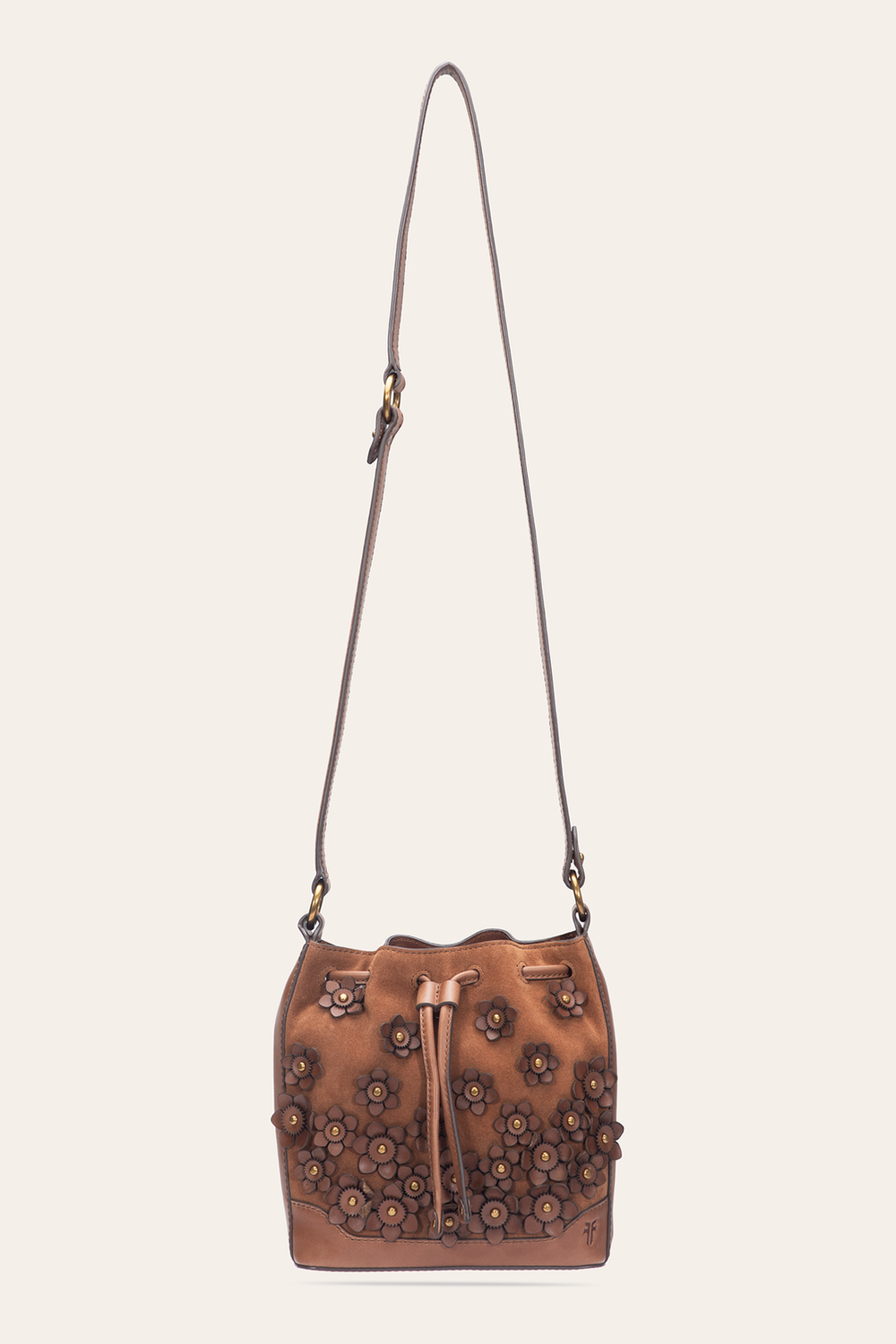 Frye Cognac Melissa Floral Convertible Bucket Cognac