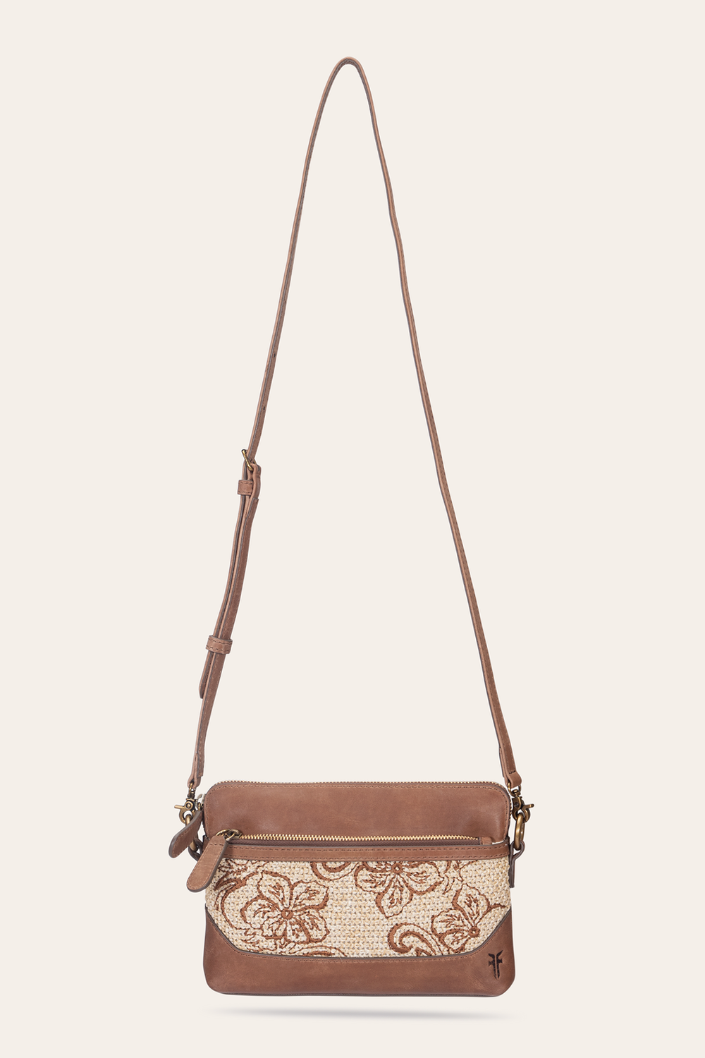 Frye Women's Floral Crossbody Wristlet Wallet Cognac