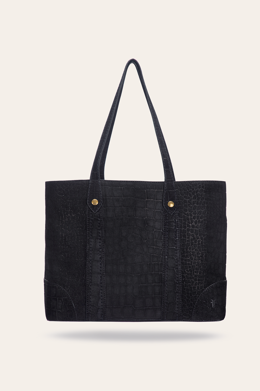 Frye Melissa Sueded Croco Shopper in Black Black