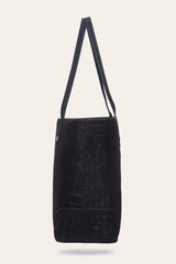 Frye Melissa Sueded Croco Shopper in Black Black