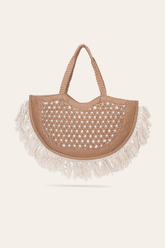 Frye Women's Ella Tassel Tote Bag in Beige Beige