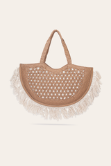 Frye Women's Ella Tassel Tote Bag in Beige Beige