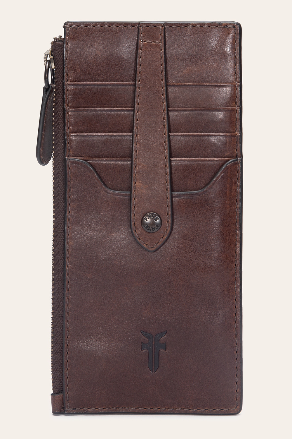 Frye Melissa Dark Brown Snap Card Wallet Dark Brown