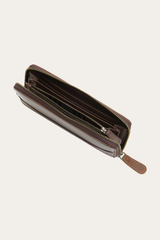 Frye Melissa Dark Brown Zip Wallet Dark Brown