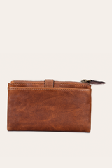 Frye Melissa Cognac Double Zip Wallet Cognac