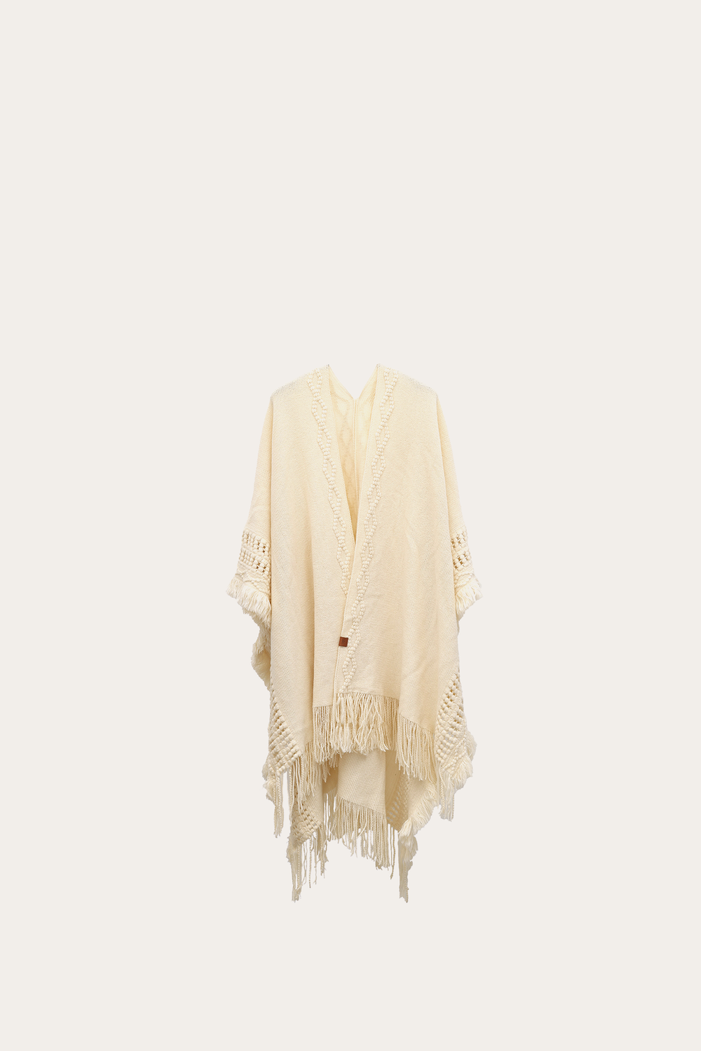Frye Birch Embellished Fringe Ruana Birch