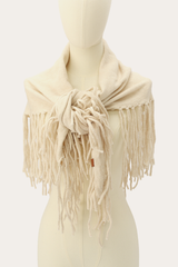 Frye Birch Long Fringe Triangle Scarf Birch