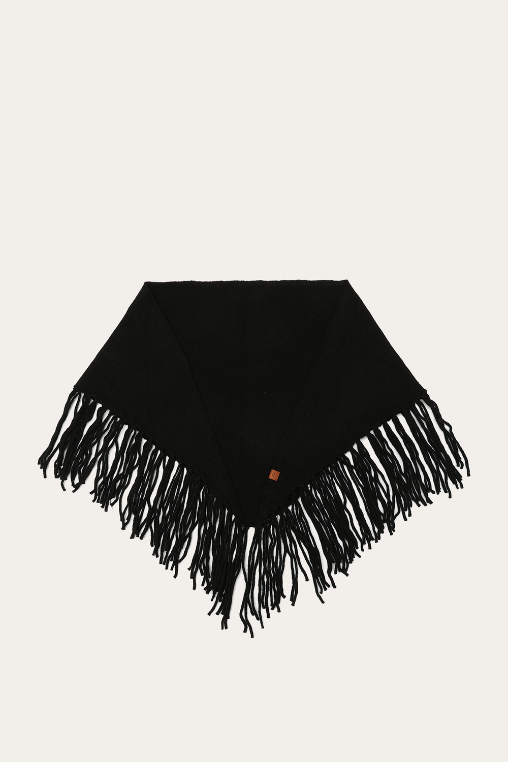 Frye Black Long Fringe Triangle Scarf Black