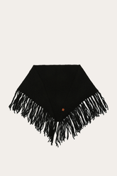 Frye Black Long Fringe Triangle Scarf Black