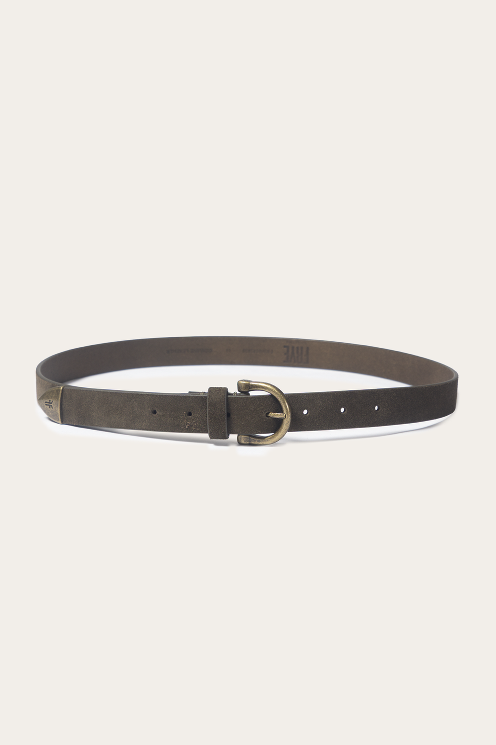 Frye Light Olive 25mm Suede Horseshoe Buckle Belt Light Olive