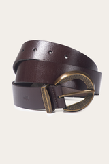 Frye Brown 35mm Engraved Buckle Belt Brown