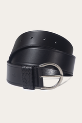Frye Black 40mm Belt With Woven Keeper Black