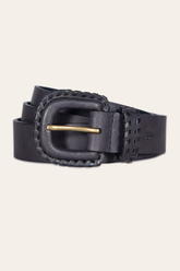 Frye 30mm Black Leather Belt With Covered Buckle Black