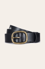 Frye 30mm Black Belt With Embroidered Holes Black