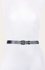 Frye 30mm Black Belt With Embroidered Holes Black
