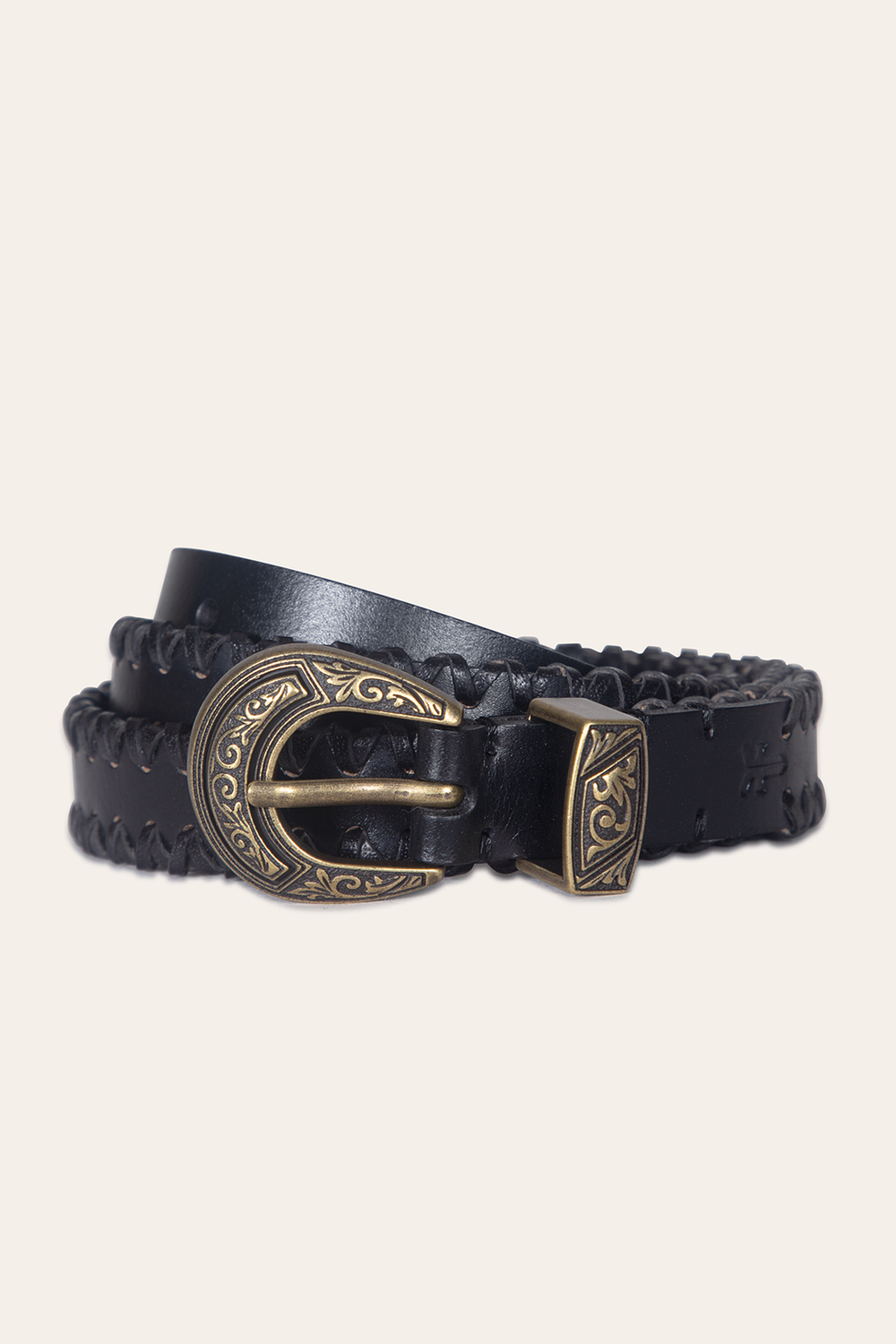 Frye 20mm Black Leather Belt With 3-Piece Buckle Set Black