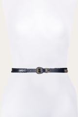 Frye 20mm Black Leather Belt With 3-Piece Buckle Set Black